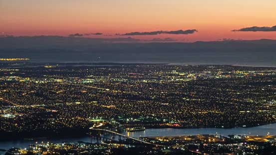 Dusk over the city of Vancouver