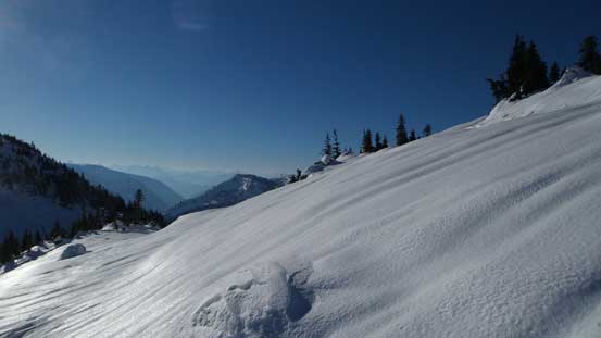 Going up the bump now, note the icy snow