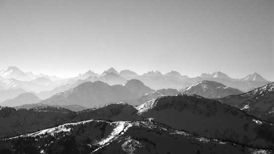 On the skyline are Mt. Baker and the rugged peaks on Cheam Range
