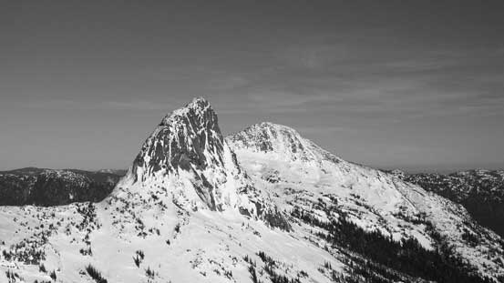 Vicuna Peak and Guanaco Peak in Black & White