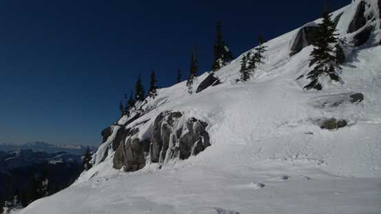 This is that steep and icy roll that I bypassed