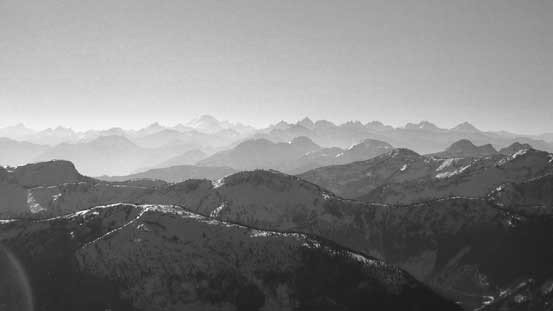 Looking way south towards Mt. Baker and peaks on Cheam Range