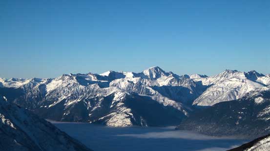 Whitecap Mountain dominates the skyline looking NW