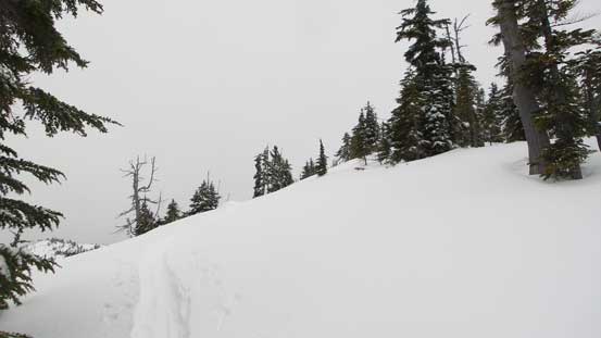Skinning back up Iago Peak after finishing our first run