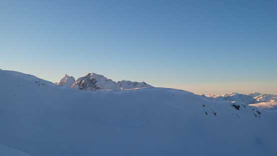 Finally started to see the Joffre Group poking behind the ridgeline