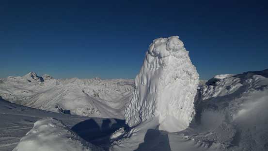 A rime-covered boulder