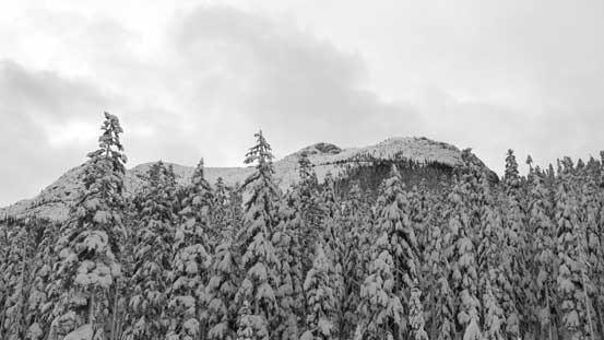 From the parking lot, looking up towards our objective