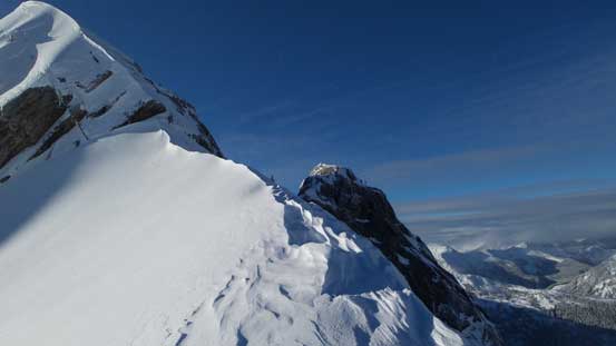 The first snow arete leading to the crux