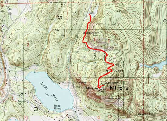 Mt. Erie Road direction map