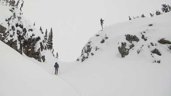Skinning up through this gully feature