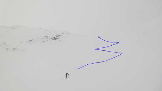 Alex leading the way back up that big slope