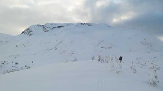Alan approaching the summit with Long Peak behind