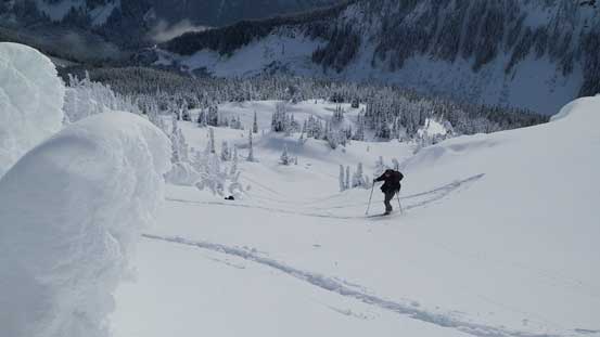 Switch-back up this steep gully