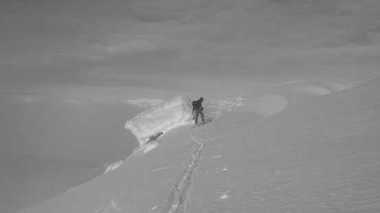 Alex approaching the true summit