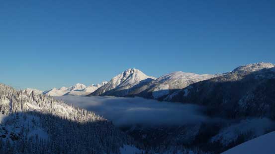 Another angle of the valley clouds. Prior Peaks behind