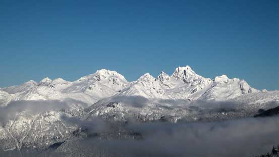 Slalok Mountain (L) and Mt. Matier (R)