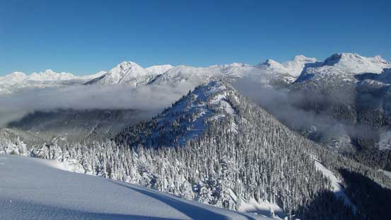 Beacon Mountain is the forested summit in foreground