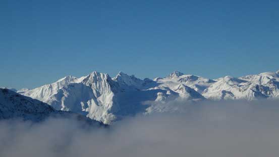 Gunsight Peak, Mt. James Turner and Wedge Mountain way in the distance