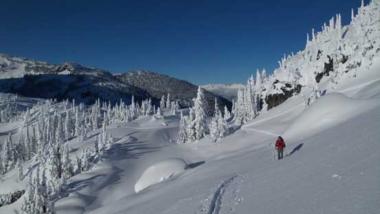 Ben plodding back along our skin tracks