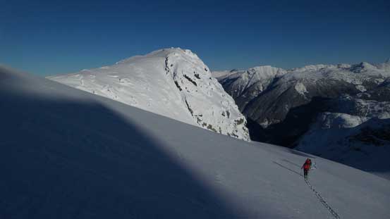 Higher up on the glacier