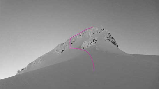 The north face and the route we took.