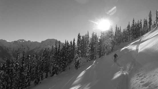Alex traversing another big slope of the East slopes of Shields Peak