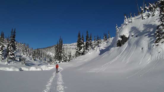 Skinning across Long Lake