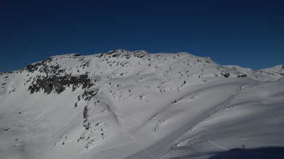 Looking back at Arrowhead and the route we ski'd
