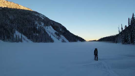 Skinning across Lizzie Lake