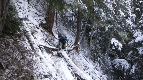 The bypass trail sucks with skis and ski boots on the pack