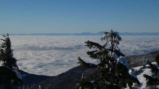 The low clouds obscuring the lower mainland and the Howe Sound