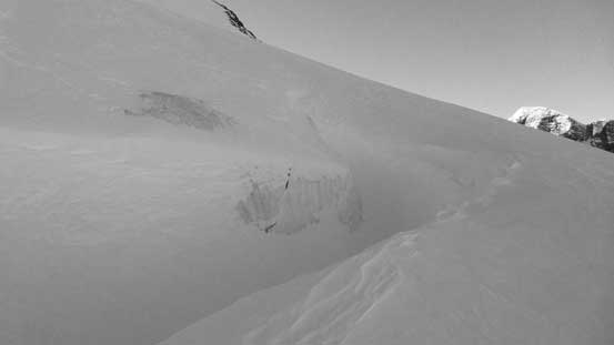 Checking out a large crevasse en route