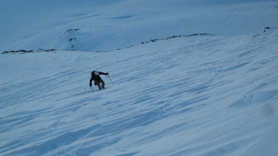 Alex climbing up the face