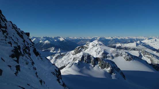 Looking over the NW face towards Slalok Mountain