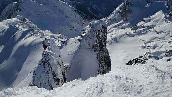 Cool pinnacles on the south face, looking down