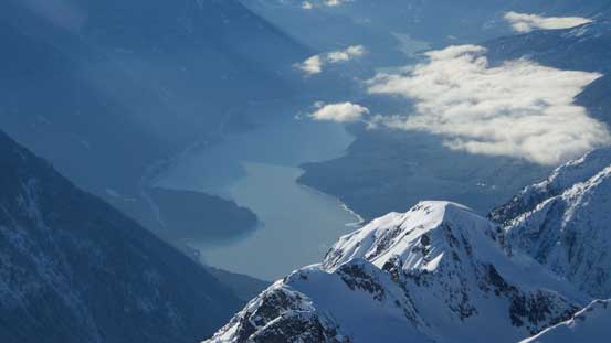 A zoomed-in view of Lillooet Lake