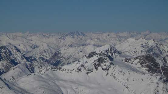 That dark peak is Mt. Sloan, behind Cayoosh Mountain (in foreground)