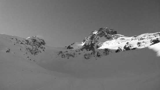 Done the glacier, looking back. Matier (L) and Joffre (R)