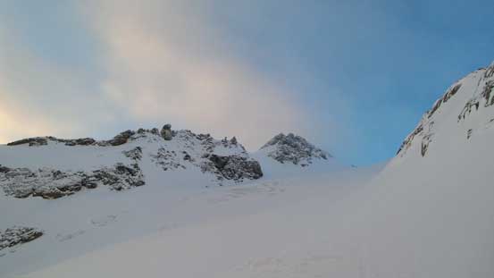 Looking ahead to the upper Anniversary Glacier