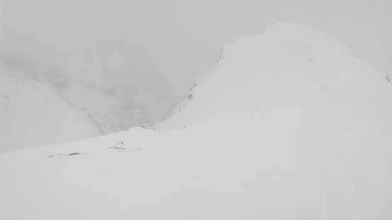 Exiting the "funnel" and onto the summit ridge