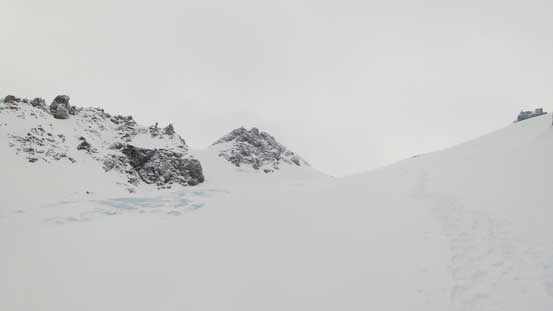 Looking back at the upper Anniversary Glacier