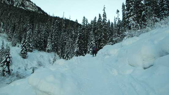 Skinning up the Joffre Lakes trail