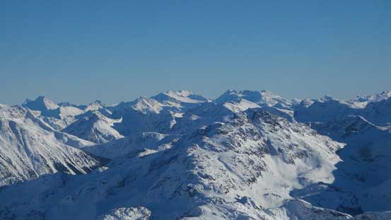 Looking towards the giants south of Stein Divide - Kwoiek, Kumkan and Mehatl Peaks