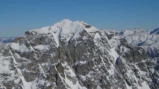 A closer look at Joffre Peak. The classic Aussie Couloir isn't visible