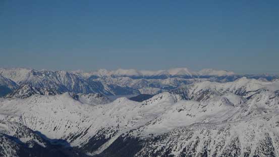 Some unnamed peaks and ridges in the interior side of Coast Mountains