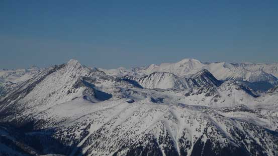 Mt. Marriott in front on left, with Whitecap Mountain rising behind