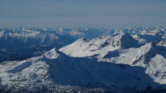 Cassiope & Saxifrage in foreground with peaks on Manatee - Overseer - Dalgleish area behind