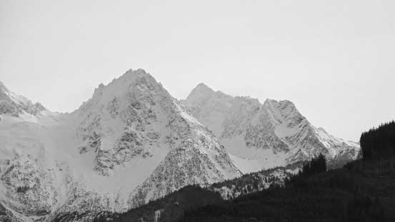 The not-so-often ascended Hayden Peak (L) with Little Sister behind (R)