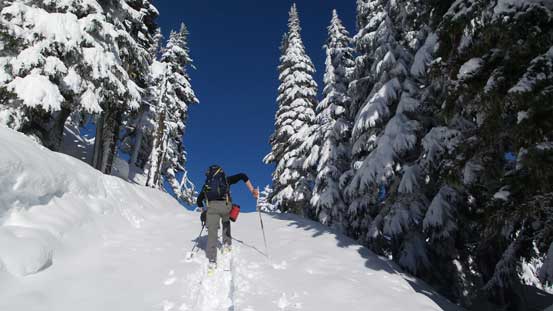 Massive trail-breaking through the heavy and wet cement