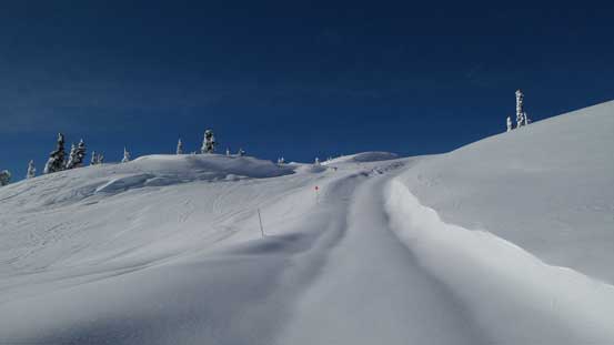 At this point we were still following the cat ski runs